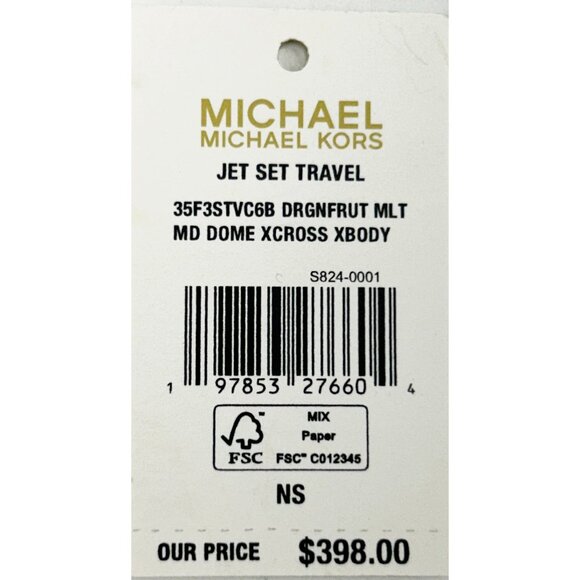 NEW  Michael Kors Jet Set Travel Medium X Cross Dome Crossbody Bag Pink White - Picture 5 of 6